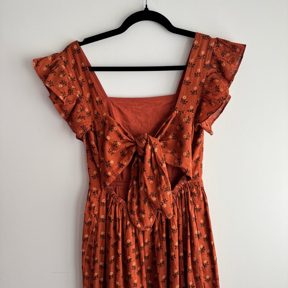 Madewell Terracotta Floral Midi Dress - Picture 6 of 7